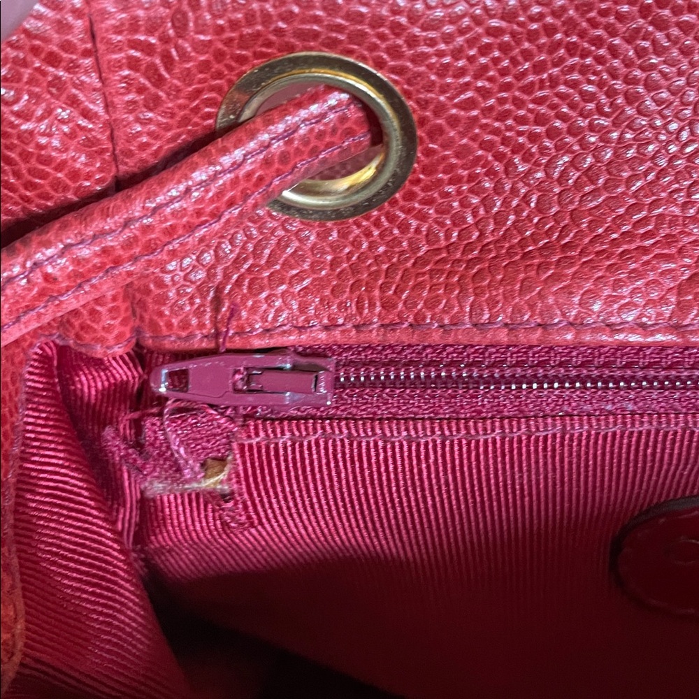 CHANEL  Authentic Red Vintage Backpack Triple CC Purse . Gold Plated Hardware - Picture 11 of 14